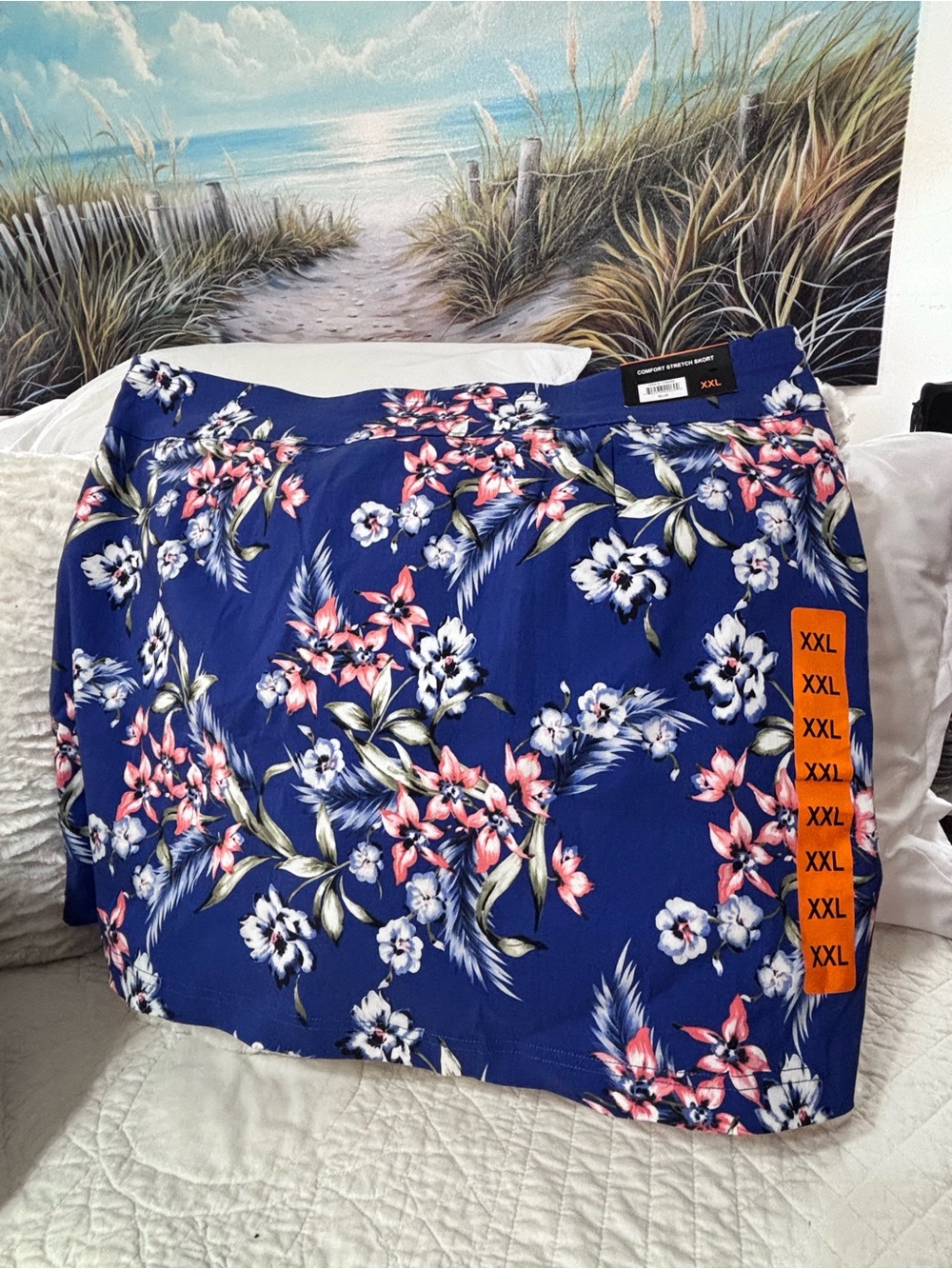 NWT Mario Serrani XXL Blue Floral Stretch Skort